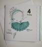 Little Dancer Birthday Card in Blue with Age 