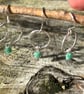 Emerald green stars on Silver  hoop dangly earrings