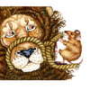 Lion and Mouse Aesop Fable illustration A4 giclee print