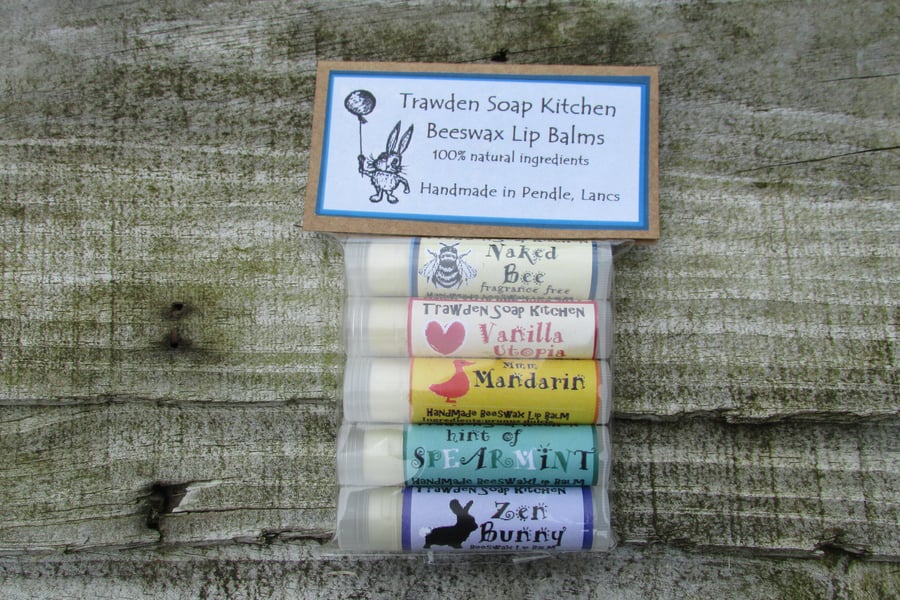 Beautiful set of beeswax and manuka honey lip balms, great girly gift