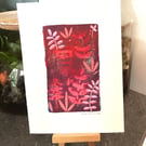 Garden chair in pinks and red.  Monoprint - Original Art