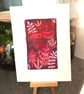 Garden chair in pinks and red.  Monoprint - Original Art