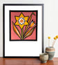 Original Handmade Linoprint – Stylised Daffodil Botanical Art