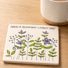 Hand drawn doodle flowers coaster