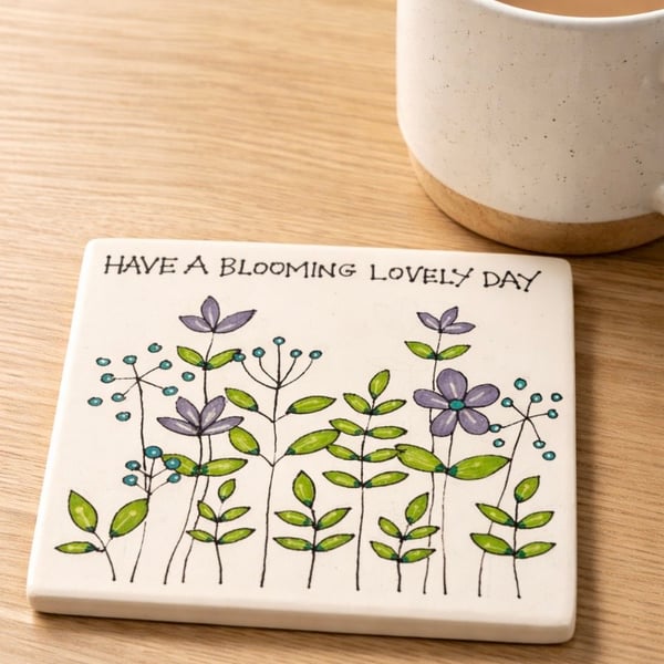 Hand drawn doodle flowers coaster