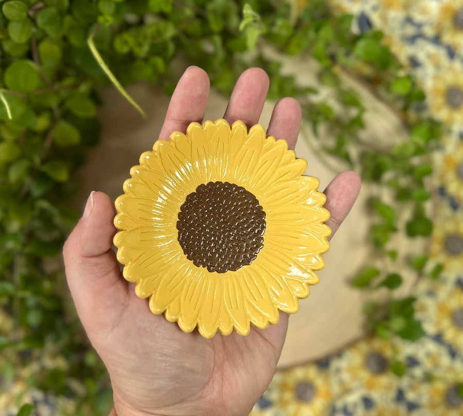 Handmade Sunflower Ring Dish