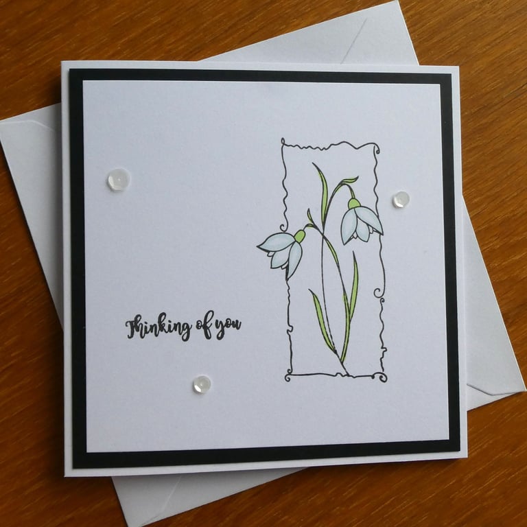Thinking of You Card - Snowdrops