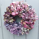 Dried Hydrangea Wreath. 26cm Diameter. Handmade.