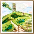 Glastonbury Tor - 3 x Greeting Card Pack, Individually Signed