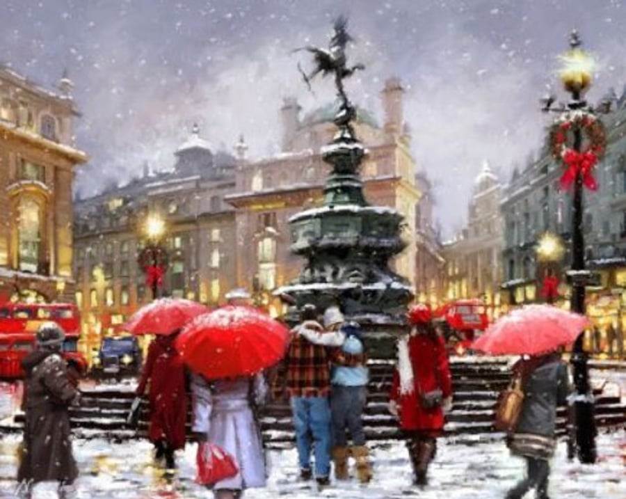 Syntego DIY Paint by Numbers for Adults, Snowing in London Canvas Acrylic Painti