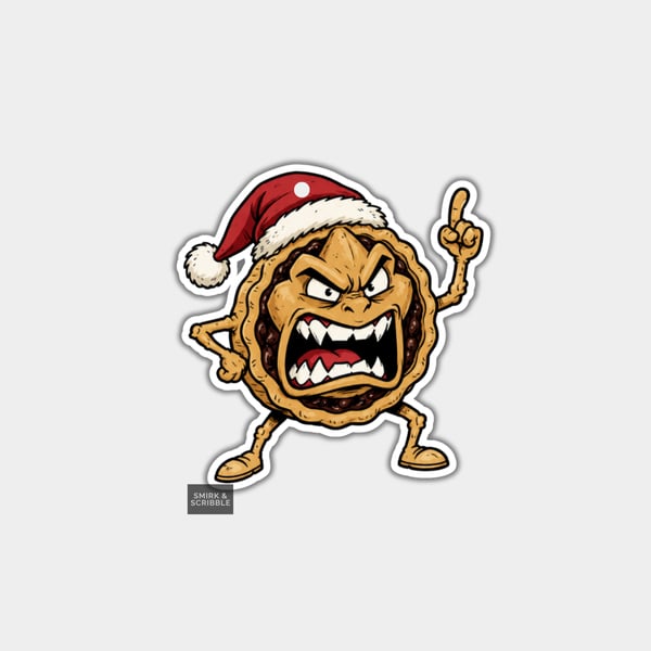 Unique Funny Christmas Gift Tags For Adults, 6pk - Angry Mince Pie 