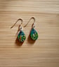 Hand painted earrings on wood - wildflowers garden themed 