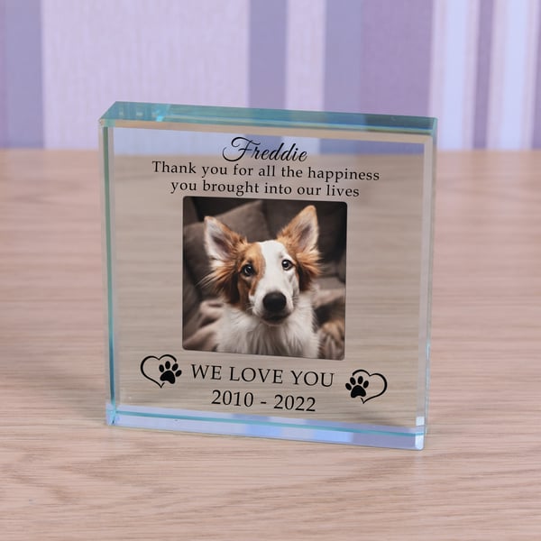 We Love You Pet Memory, Pet Glass Token, Dog Memorial, Pet Loss, Pet Grief