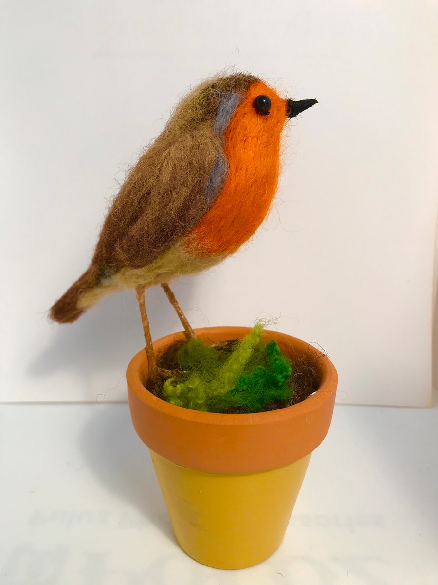 Robin-needle felted-bird
