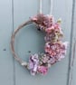 Dried Flower and Foliage Small Wreath Decoration.  Handmade. 10cm Wide.