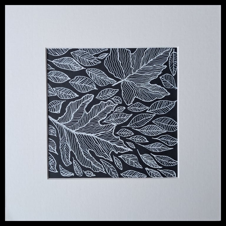 Scattered Leaves, an original ink drawing