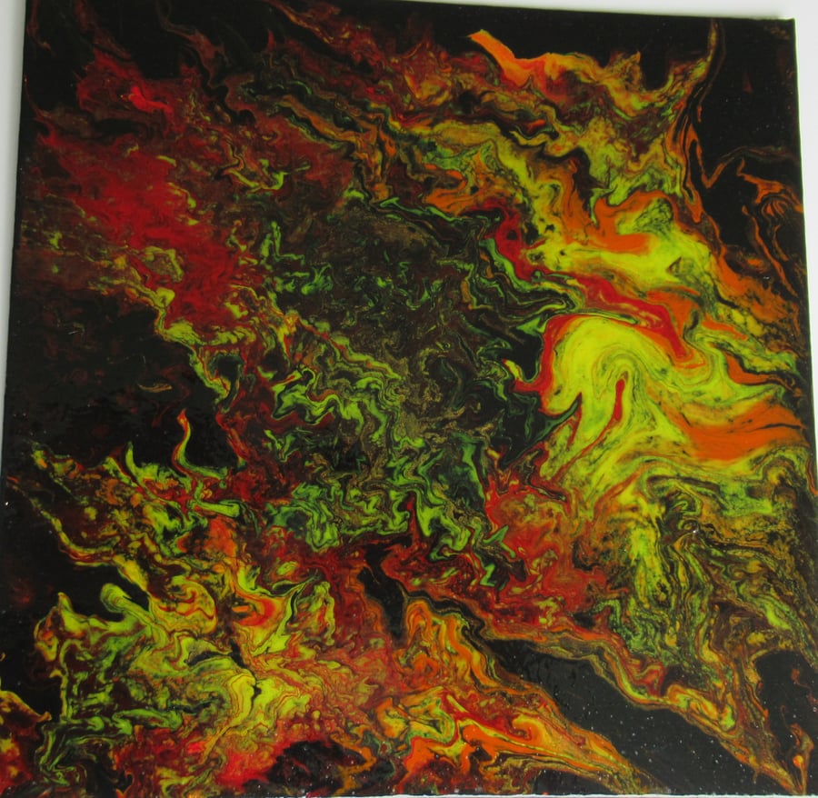 Fiery Love Original Handmade Acrylic Painting Abstract Wall Art Gift Idea