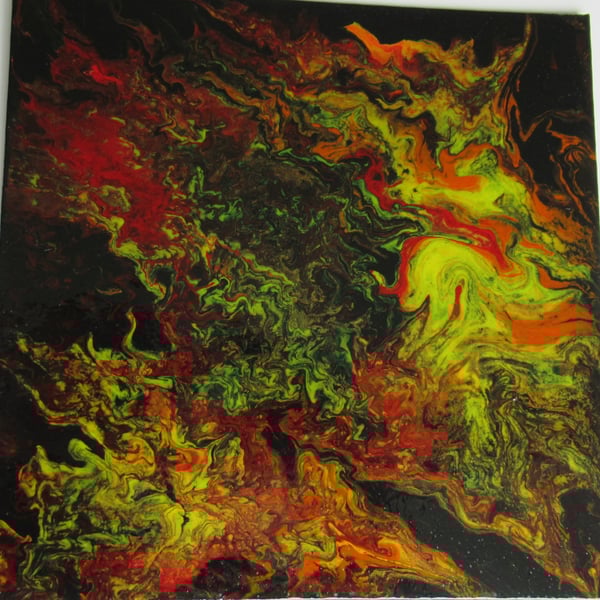 Fiery Love Original Handmade Acrylic Painting Abstract Wall Art Gift Idea