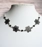 Black Filigree Flower Link Necklace - Image 1