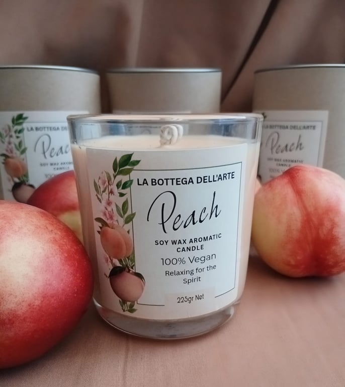 Peach Scented Candle Handmade Vegan Friendly 