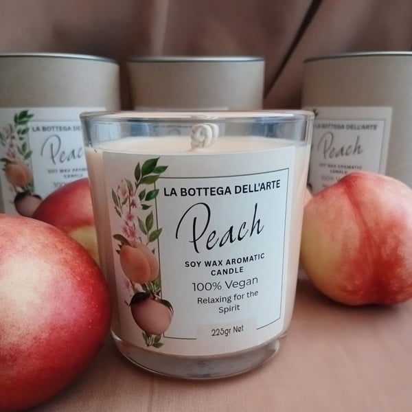Peach Scented Candle Handmade Vegan Friendly 