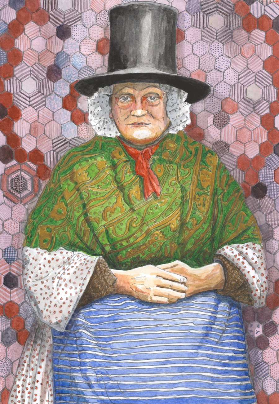The Quiltmaker - David W. J. Lloyd - Giclée Art Print - Welsh Lady, Patchwork