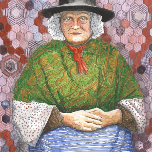 The Quiltmaker - David W. J. Lloyd - Giclée Art Print - Welsh Lady, Patchwork