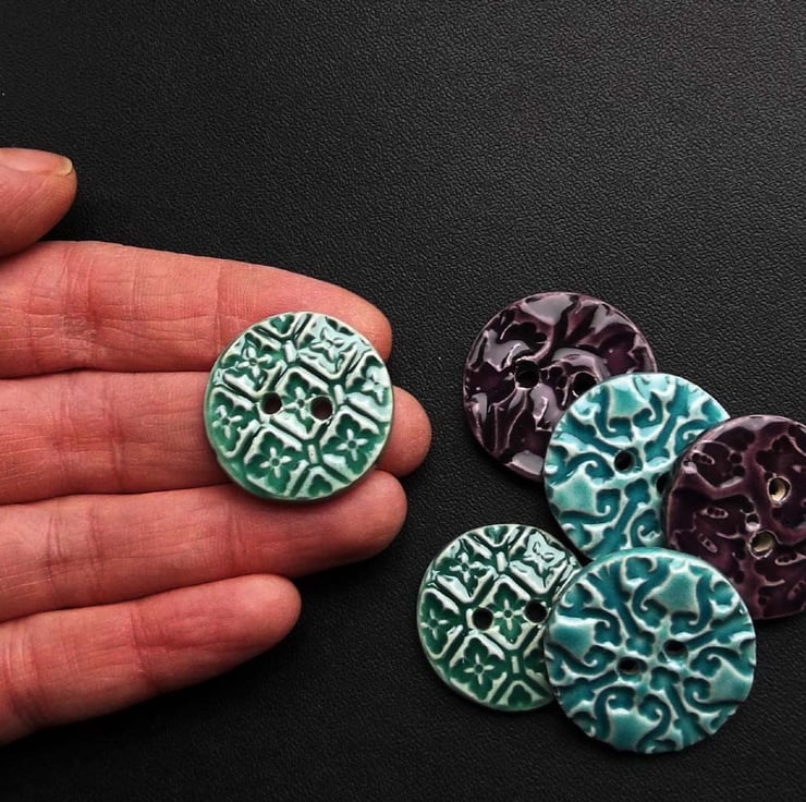 set of six large ceramic buttons - Folksy