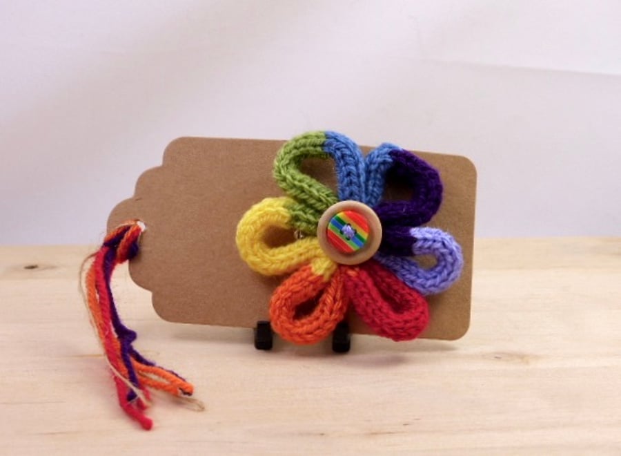 Knitted Rainbow Brooch