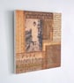 Vintage Paper Collage on Wood Panel, 14.8cms, Free UK Postage (209) - Image 2