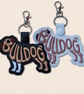Bulldog Keyring - Embroidered Dog Word Art Bag Charm - Image 1