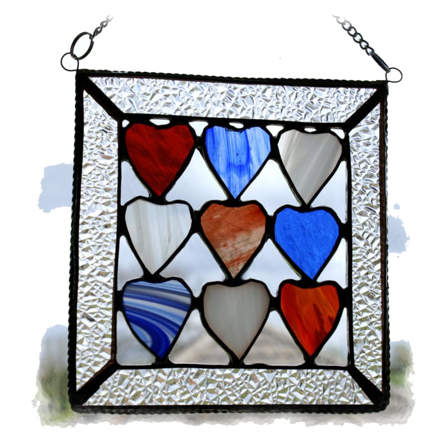 Valentine Hearts Suncatcher Stained Glass Love British Handmade
