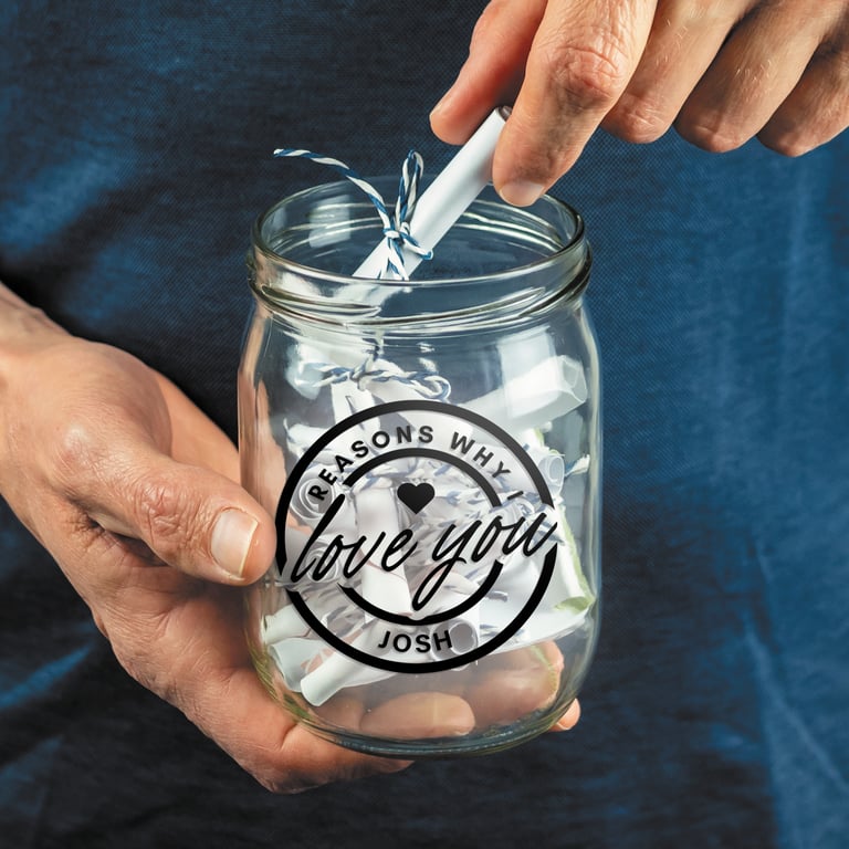 Custom Reasons Why I Love You - Jar Stamp Sticker: Gift For Valentine's Decal