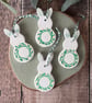 Personalised Easter Bunny: Hand-Lettered Ceramic Ornament with leaf decoration