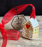 Teeny Hand Painted Gingerbread House Hanging Decoration - Image 1