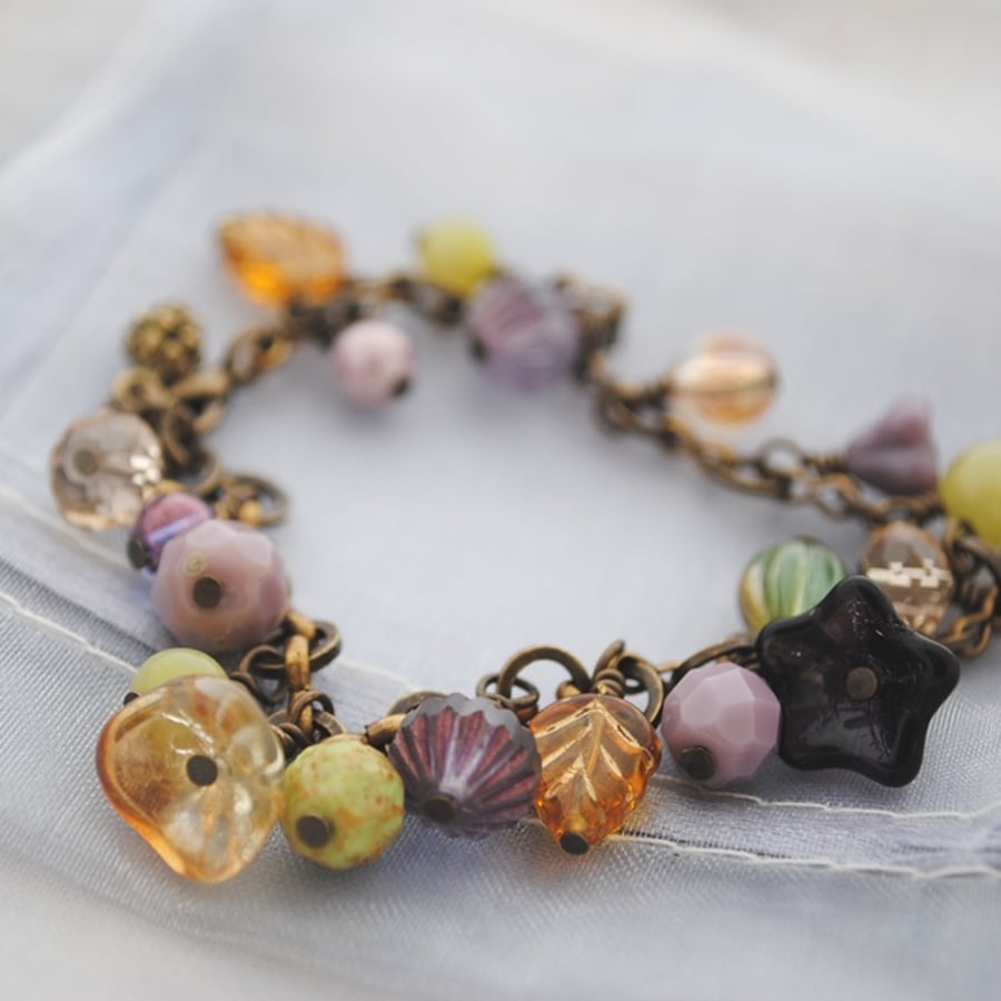 Titania Secret Garden charm bracelet (purple & jade)