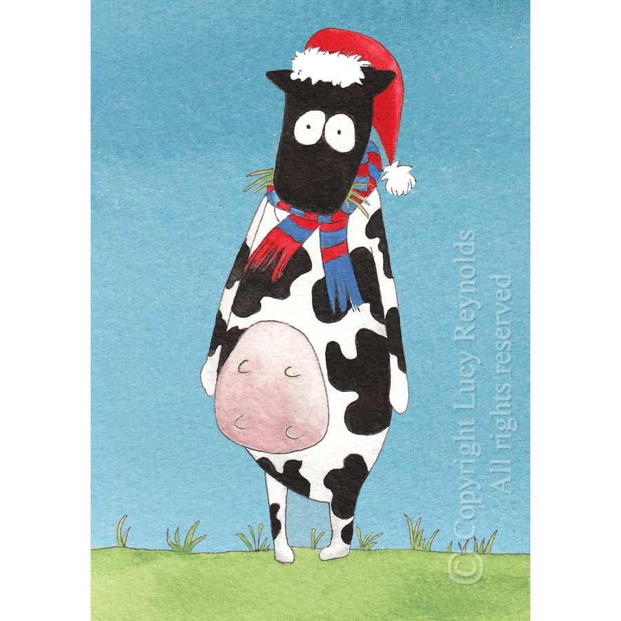Cow Christmas Card A6