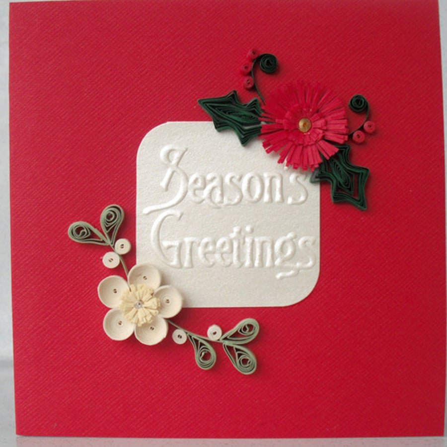 Christmas card, quilled, quilling, handmade