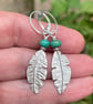 Silver and turquoise feather earrings - Image 5