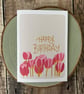Happy Birthday Card, Modern Calligraphy, Tulips, Greeting Card, Floral