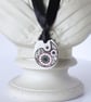 Paisley Star Pattern Ceramic Pendant on Adjustable Black Ribbon with Poppers - Image 2