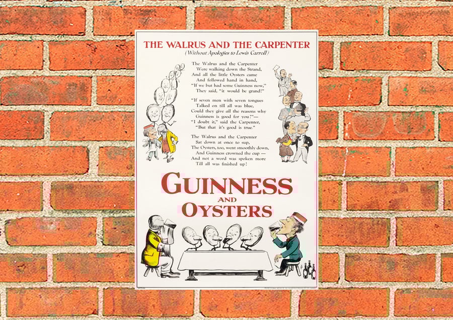 Guinness metal sign. Guinness and Oysters. Suitable for Bar, Mancave