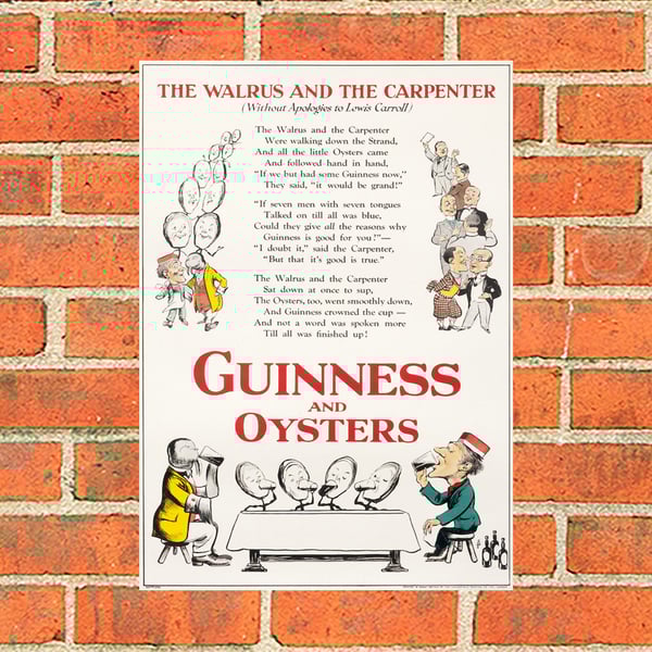 Guinness metal sign. Guinness and Oysters. Suitable for Bar, Mancave