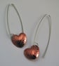 Copper heart shaped drop earrings - Image 2