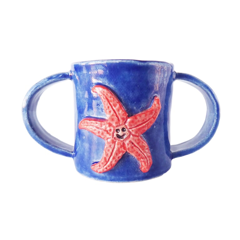 Starfish Children's Stoneware Mug - Hand Built Pottery
