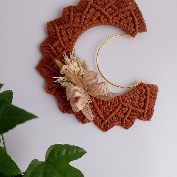 Macrame crescent moon wall hanging
