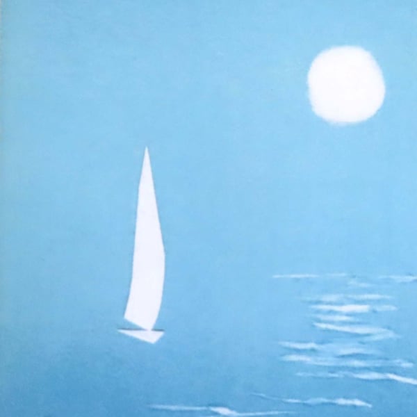 blank art greeting card ocean sailing moon cellophane free