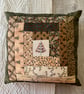 Christmas Patchwork Log Cabin Embroidered Cushion  - Image 1