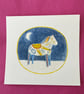 Dala horse in a winter landscape original gouache painting  - Image 5