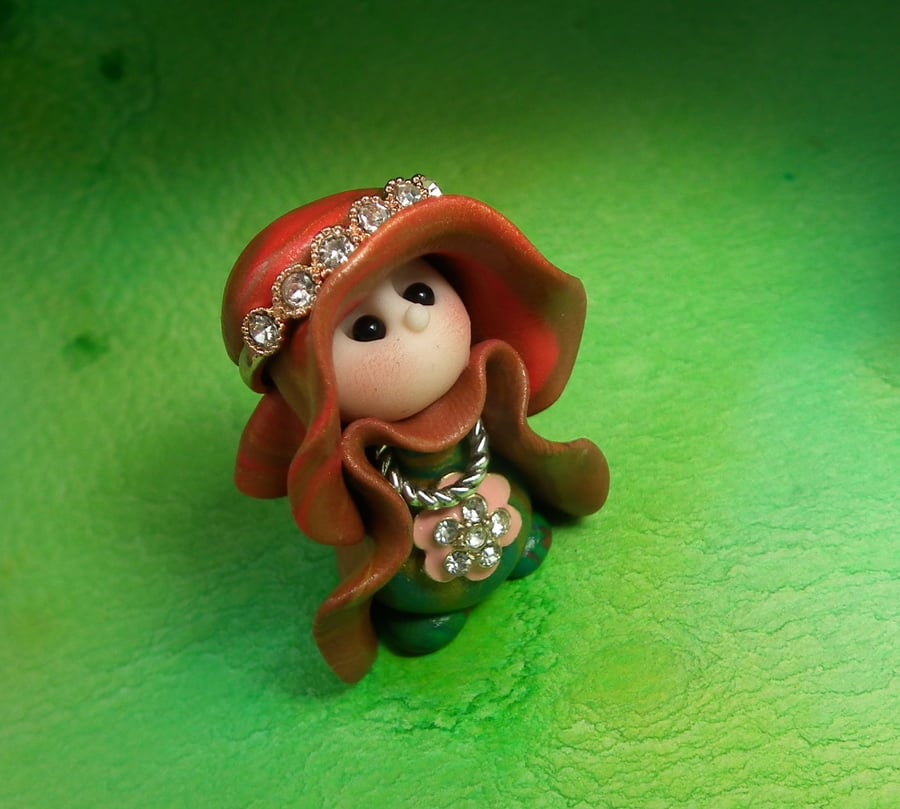 Princess 'Bella' Tiny Royal Gnome with Crown Jewels OOAK Sculpt by Ann Galvin